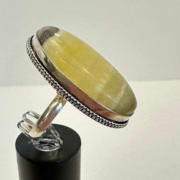 💕 Calcite gemstone silver plated hand made ring size 9.5 - Picture 2 of 8